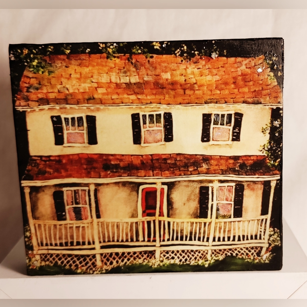 Small original art print on wood